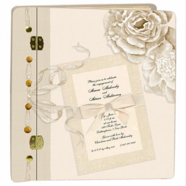 Cream Peonies wedding book