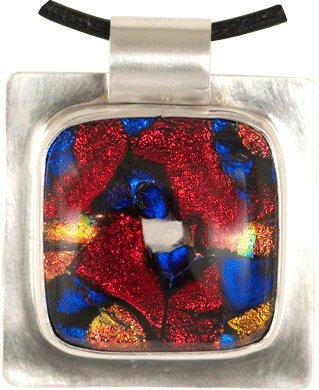 Dichroic Glass Sterling Rectangle- Lock of Hair & Cremains