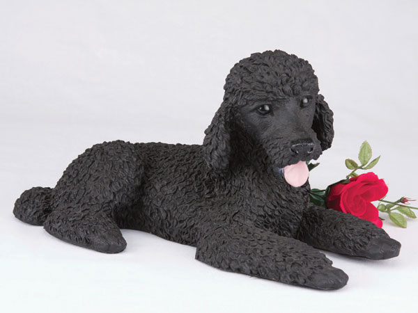 Standard Black poodle figurine urn