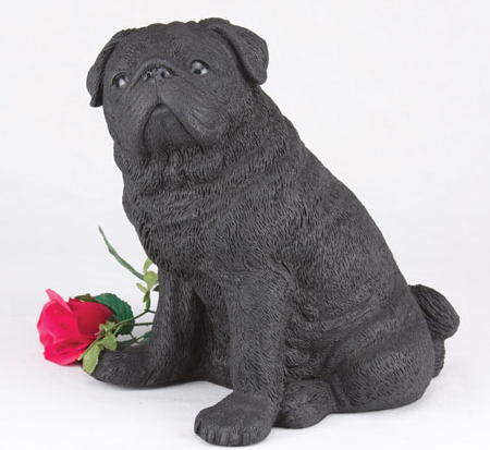 Black pug figurine cremation urn