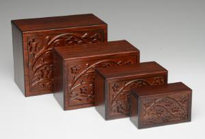 Hand-Made Wooden Box hand carved cherry blossom wood urn
