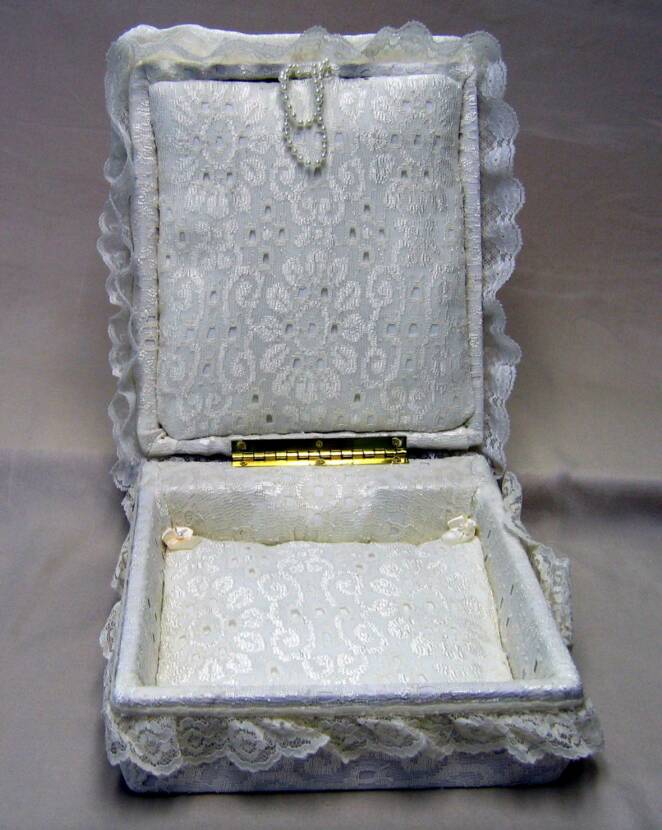 Lace Memorial Bed shown open with picture insert