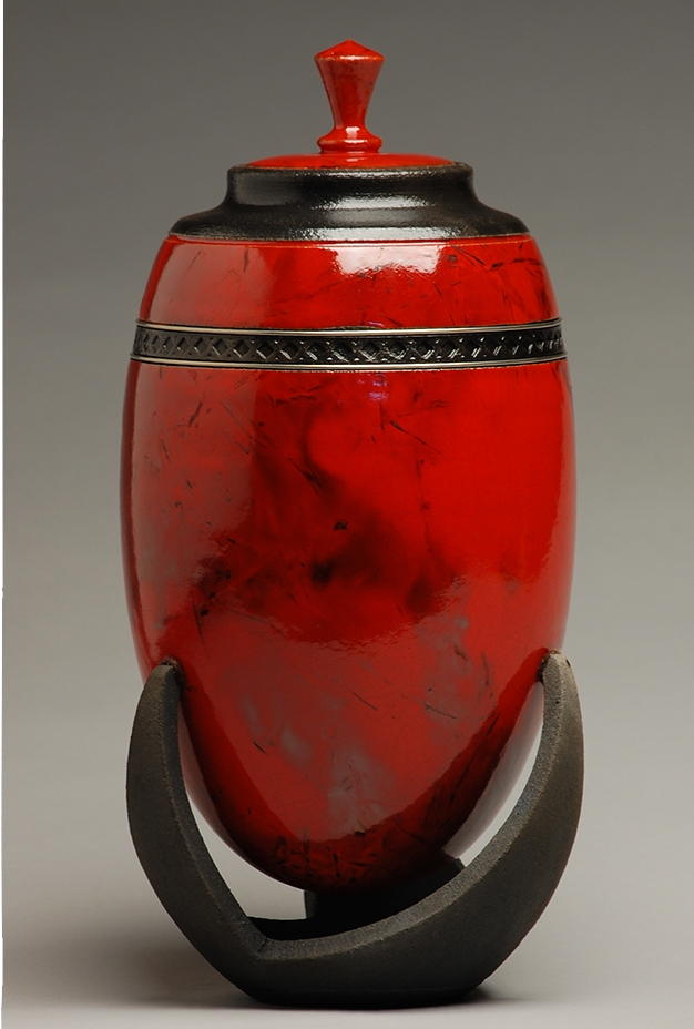 red raku infinity urn