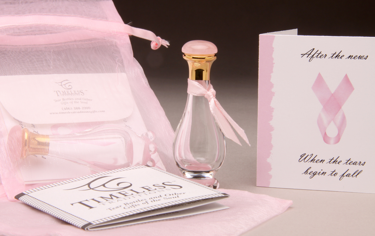 Pink Ribbon Tear Bottle with gift card