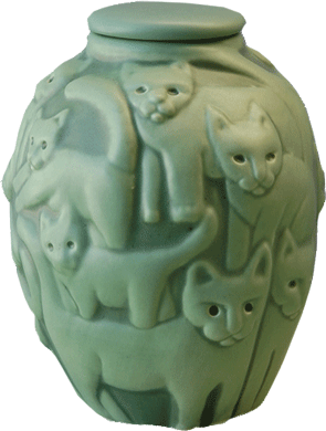 Green cat urn