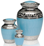 Blue enamel cremation urn