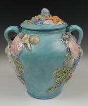 Unique blue sea shell porcelain urn urn