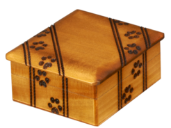 Honey colored wood paw print urn Cremation urns