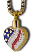 heart and flag Cremation pendant