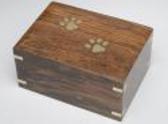 Paw print wood with brass box cremation  urn