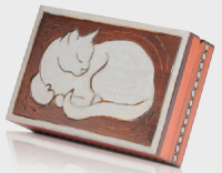 sleeping cat box cremation  urn