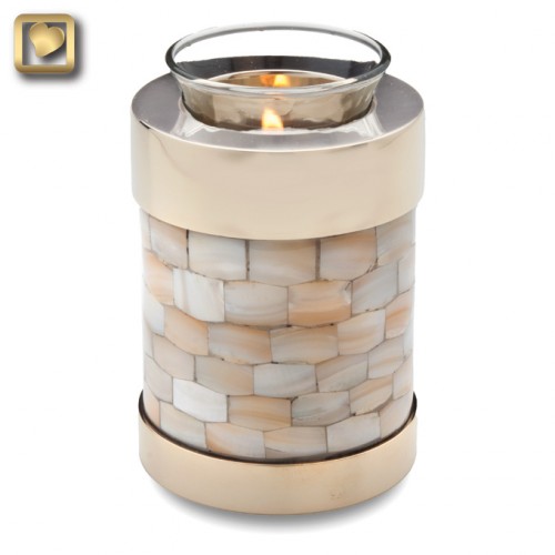 votive candle urn in mother of pearl