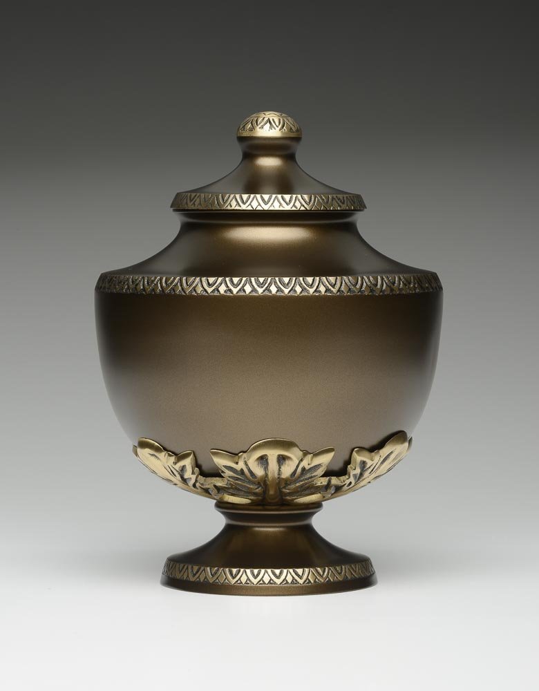Elegant Brass Adult Cremation Urns with matching Keepsake size urns
