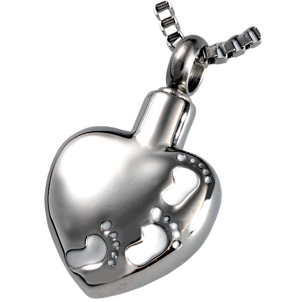  foot prints on heart pendant