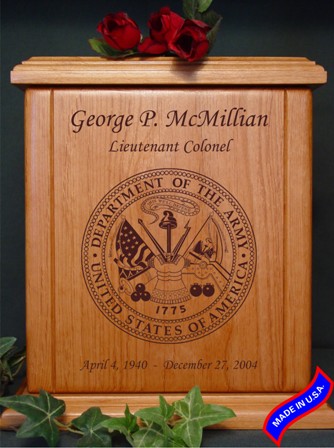 heratage wood army memorial urn