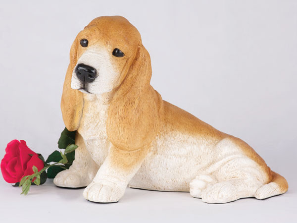 basset hound figurine urn