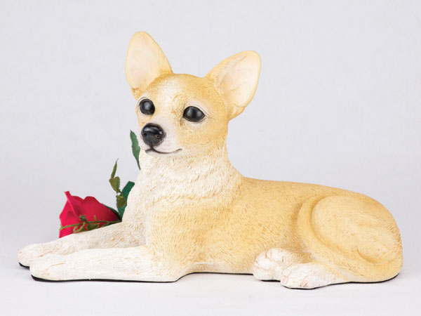 Chihuahua, Shorthair, Fawn & White   figurine urn