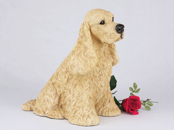 Buff color figurine cocker spaniel urn