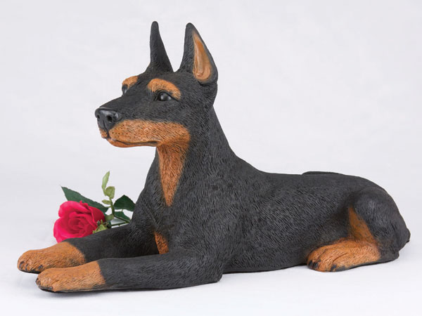 Doberman Pincher, Ears Up, Black cremationurn 