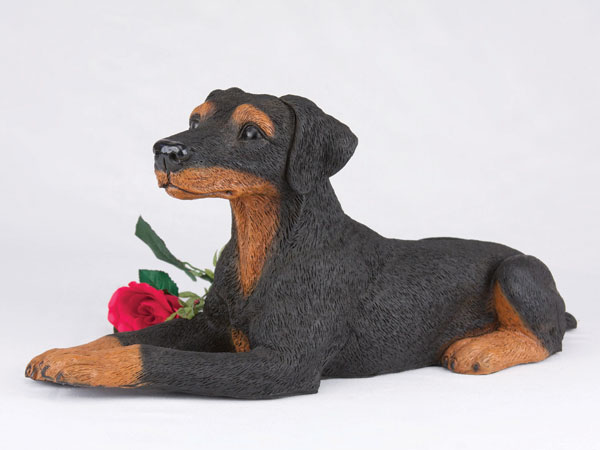  Doberman Pincher, Ears Down, Black cremationurn 