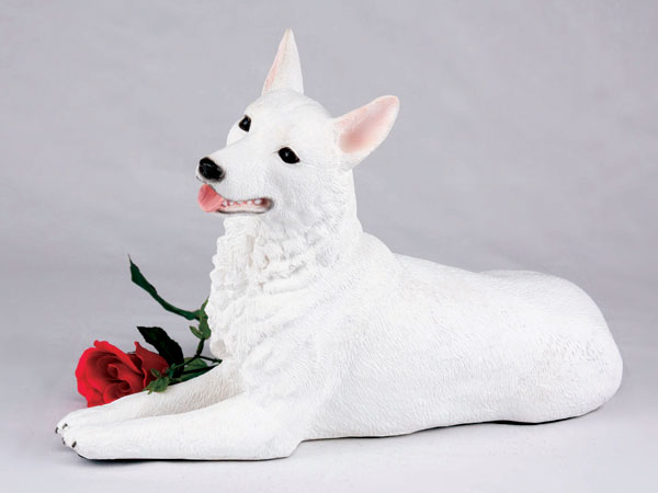 White German Shepherd figurine urn