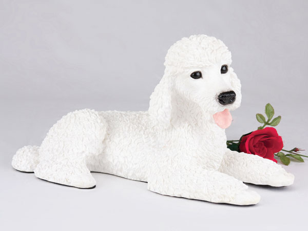 white standard poodle cremation figurine urn
