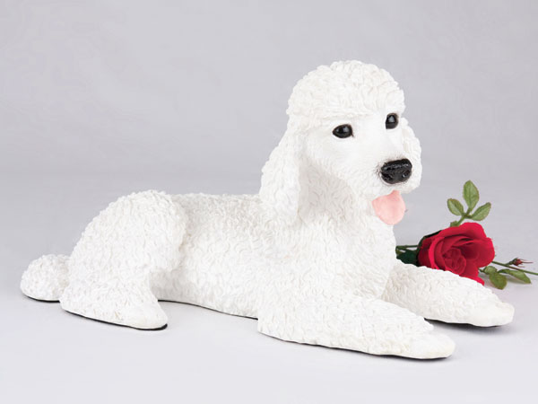 Standard white poodle cremation urn