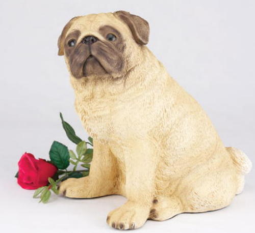 Fawn Pug figurine cremation urn