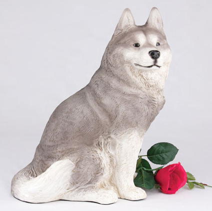 husky figurine urn