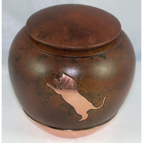 brown ceramic cat urn