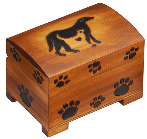 Dog and cat wood paw print urn
