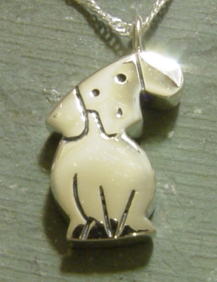 sterling silver  Whimsical dog cremation jewelry pendant. 
