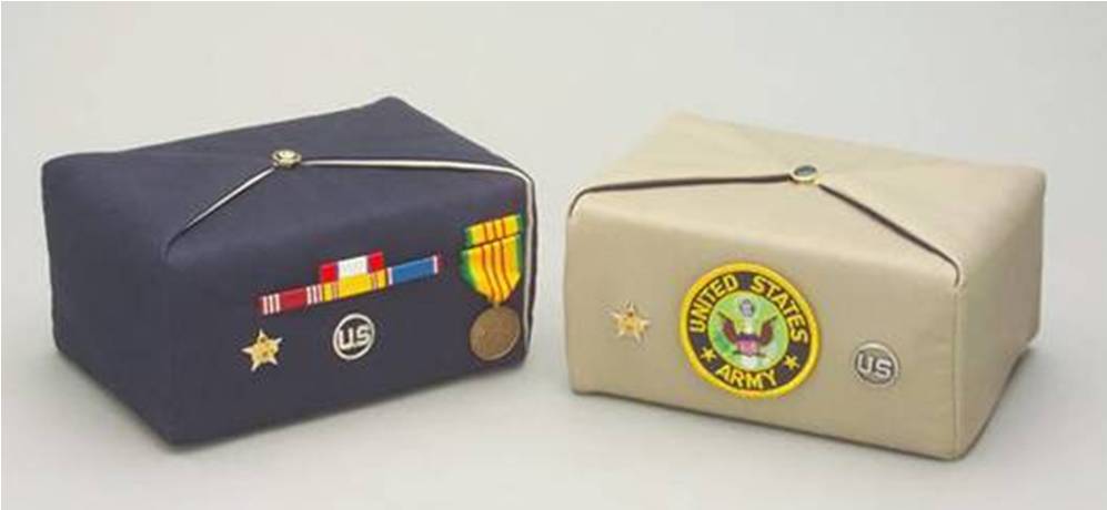 military emblem silk fabric urns