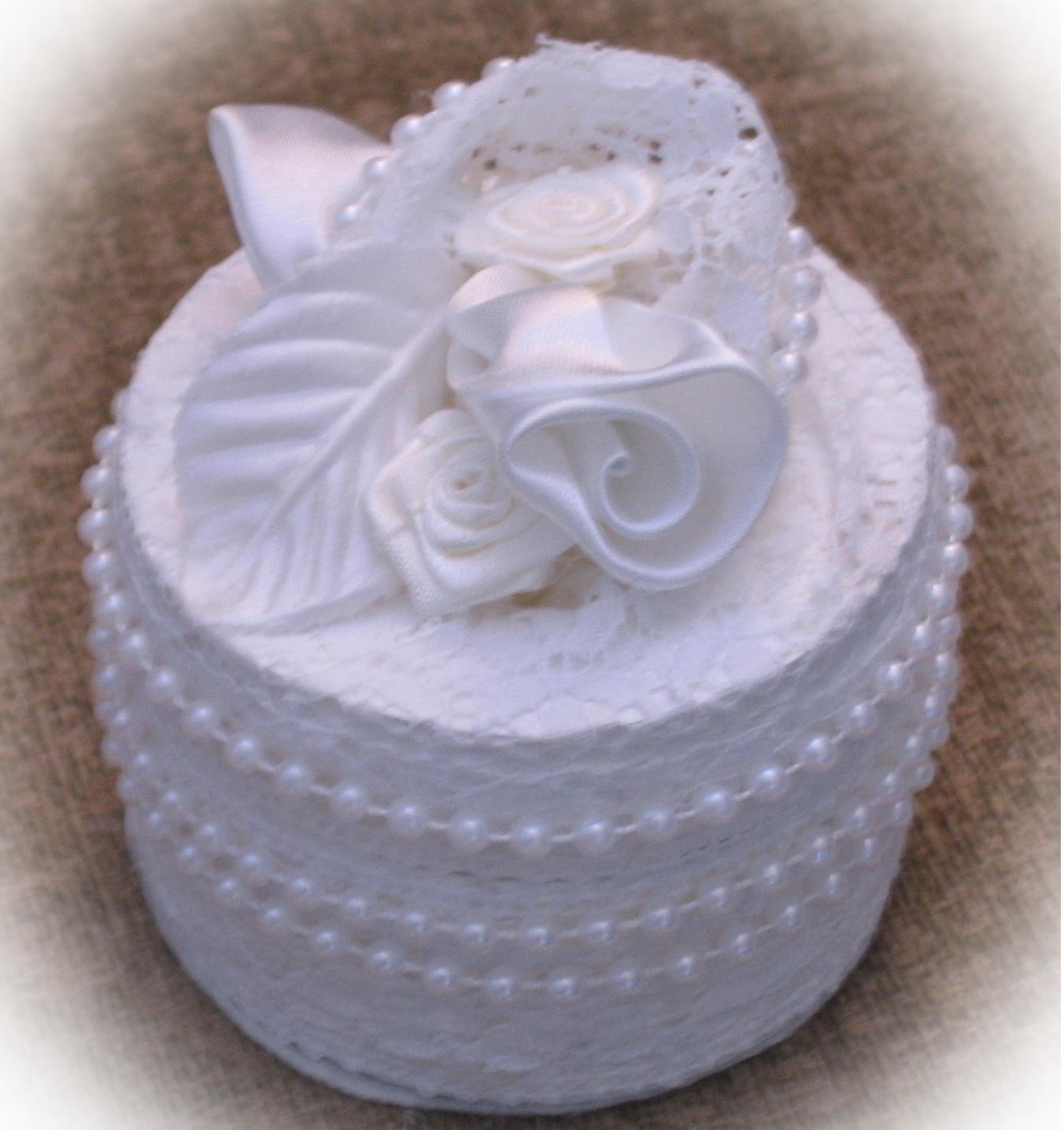 Elegant rose and lace handmade wedding ring box