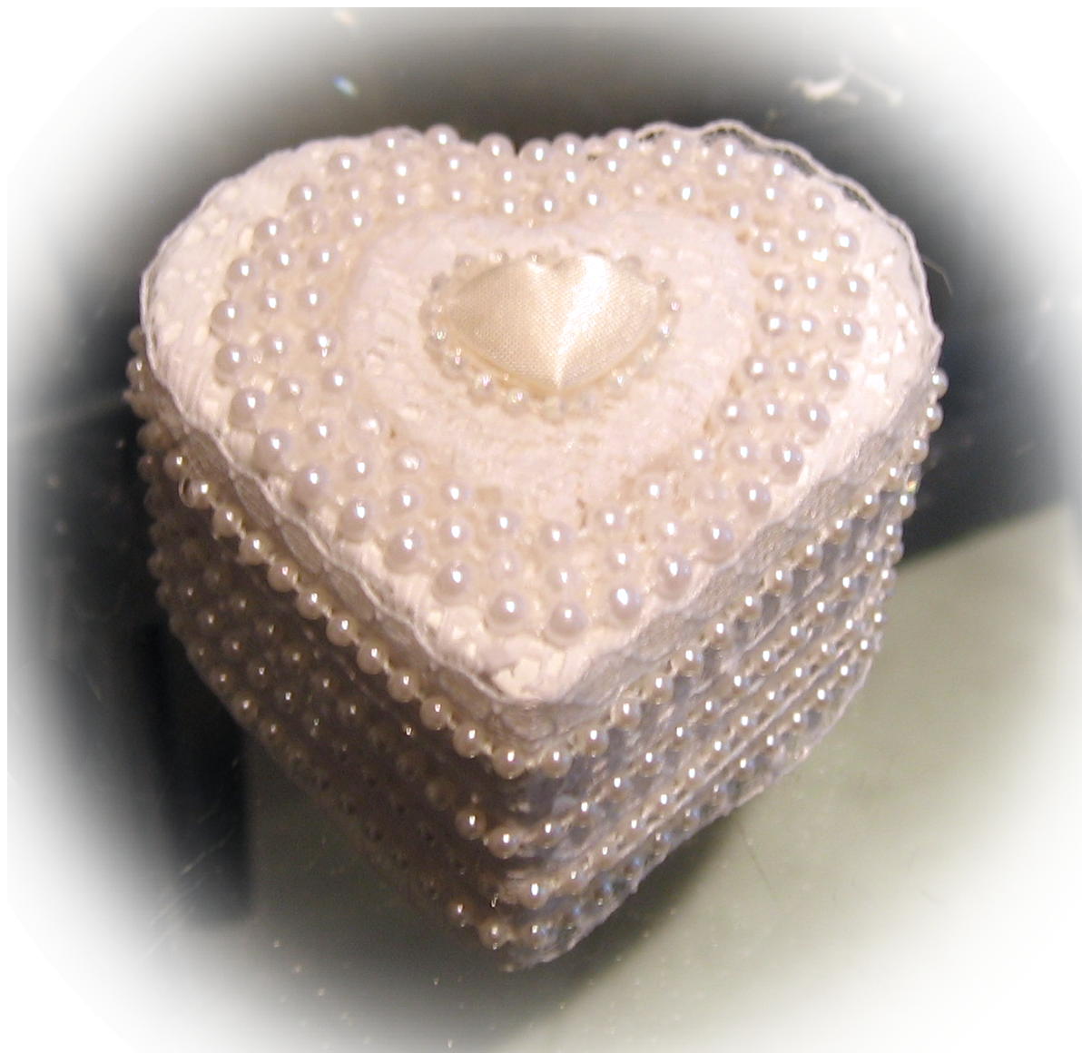 satin heart ring box