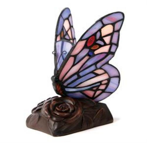 Purple tiffany style Butterfly Cremation Keepsake Lamp