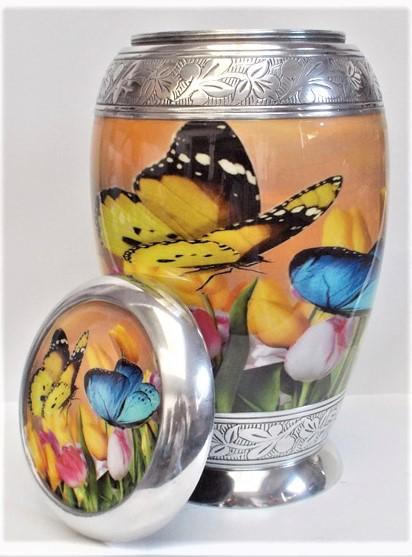 a beautiful butterfly urn