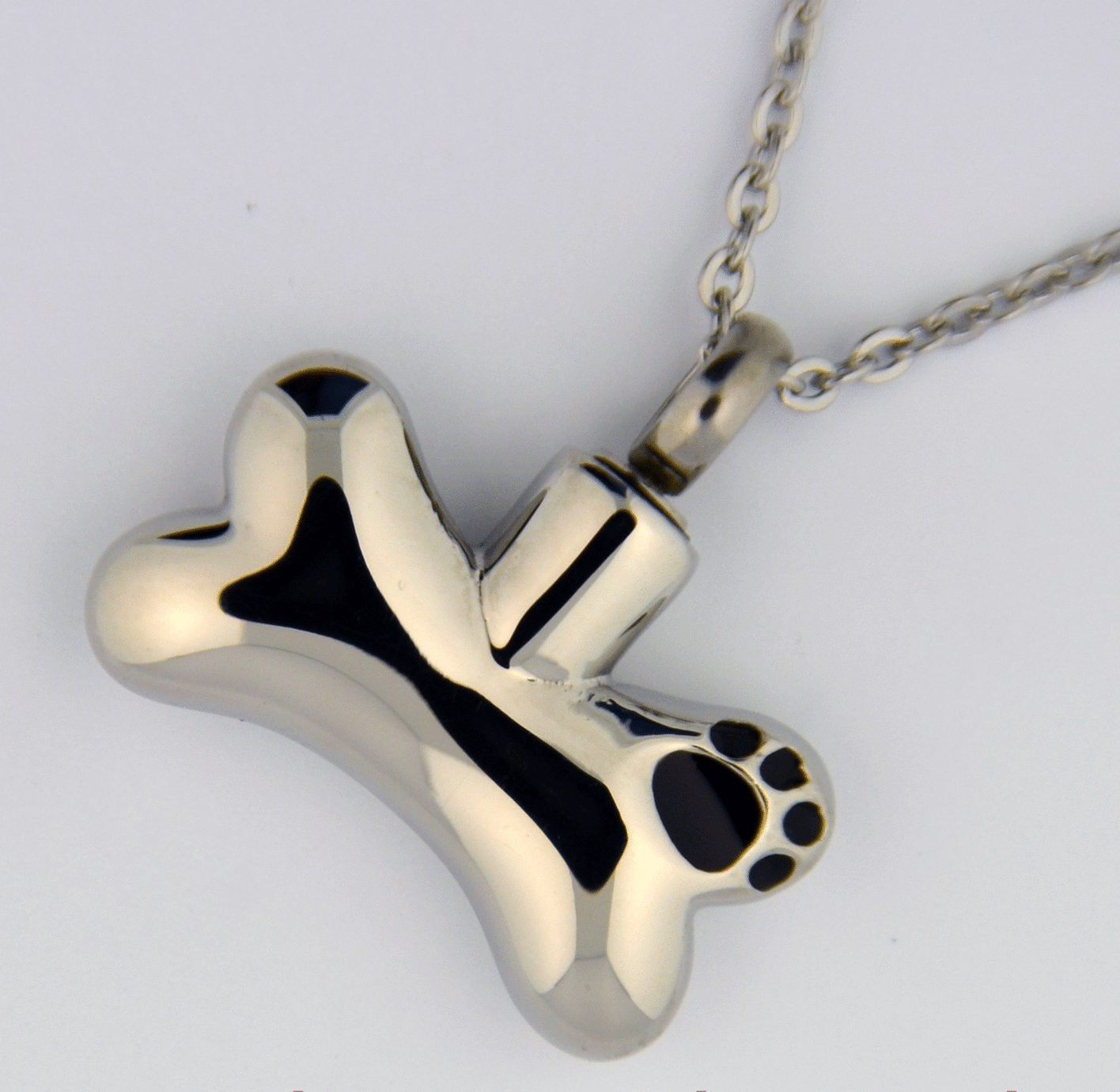 Dog Bone with Paw print  Stainless steel cremation pendant