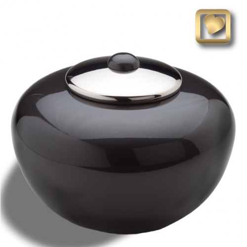 round black brass urn