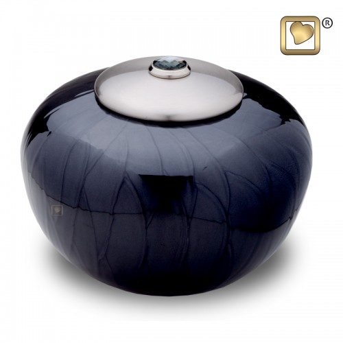  Round Black Pearl and Silver Brass Urn