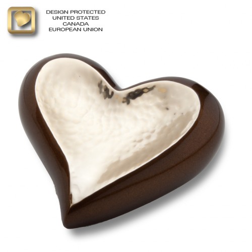 bronze and chrome heart keepsake urn