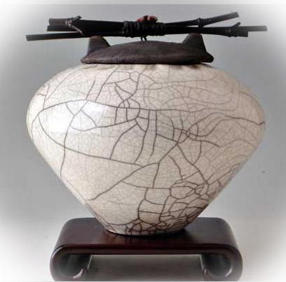 White raku Urn