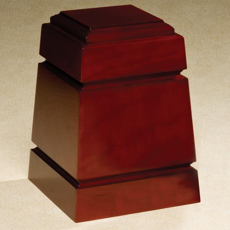 modern cherry wood cremation urn