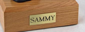 Oak wood pet urn box with name plate