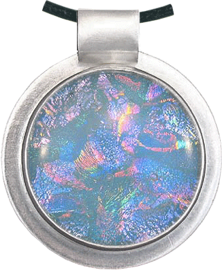 blue opal Dichroic cremation pendant 