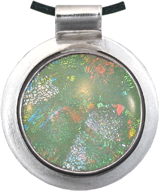 Green opal dichroic cremation pendant