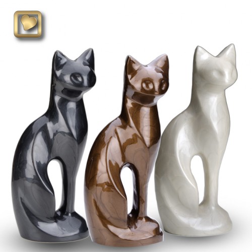 Elegant cat figurine urns