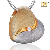 Sterling Silver Heartfelt Gold Vermeil Two Tone with Clear Crystal Cremation Pendant