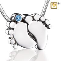 Baby Feet Rhodium Plated Cremation Pendant