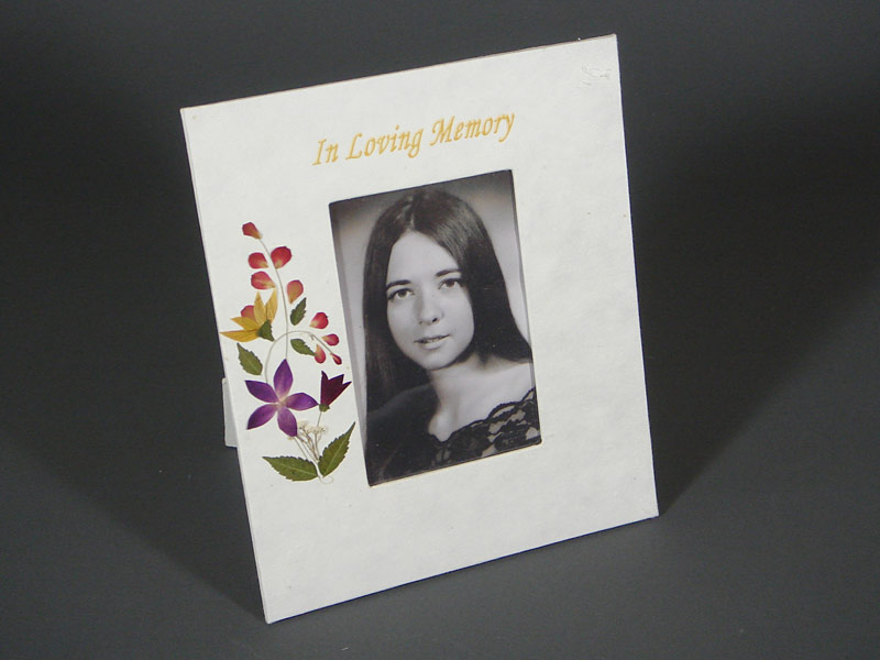 Memorial Photo Frame with embossed flowers